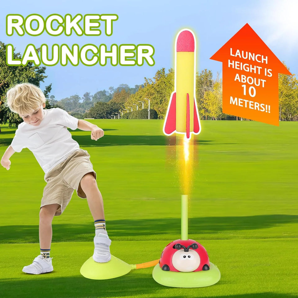 3 In 1 Musical Jump, Ring Toss Game, Stomps & Rocket Launcher for Kids