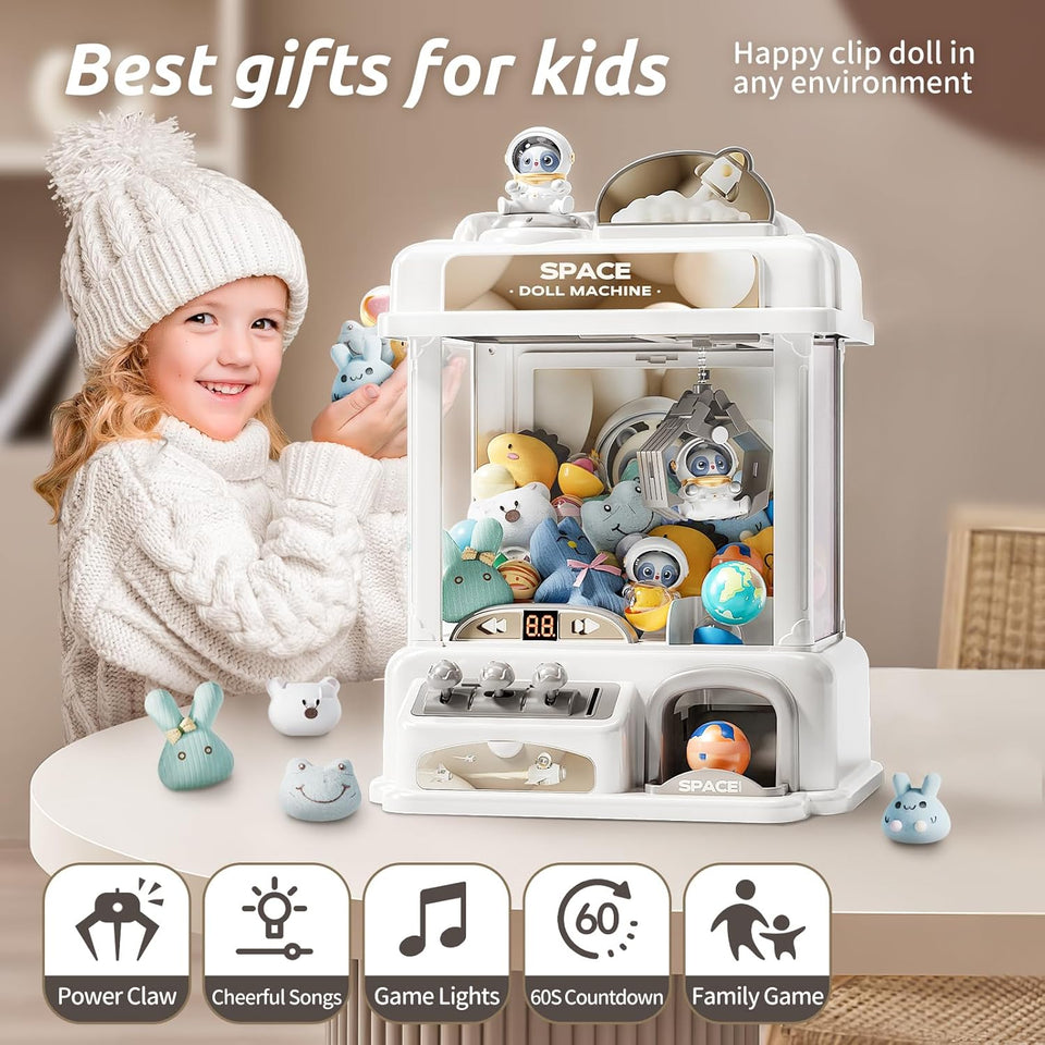 Tea Bear Claw Arcade Toy Machine with LED Lights & Sound (60-Second Challenge)