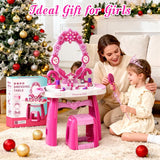Toddler Vanity Makeup Table Toy with Mirror with Light & Music