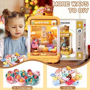 Tea Bear Claw Arcade Toy Machine with LED Lights & Sound (60-Second Challenge)