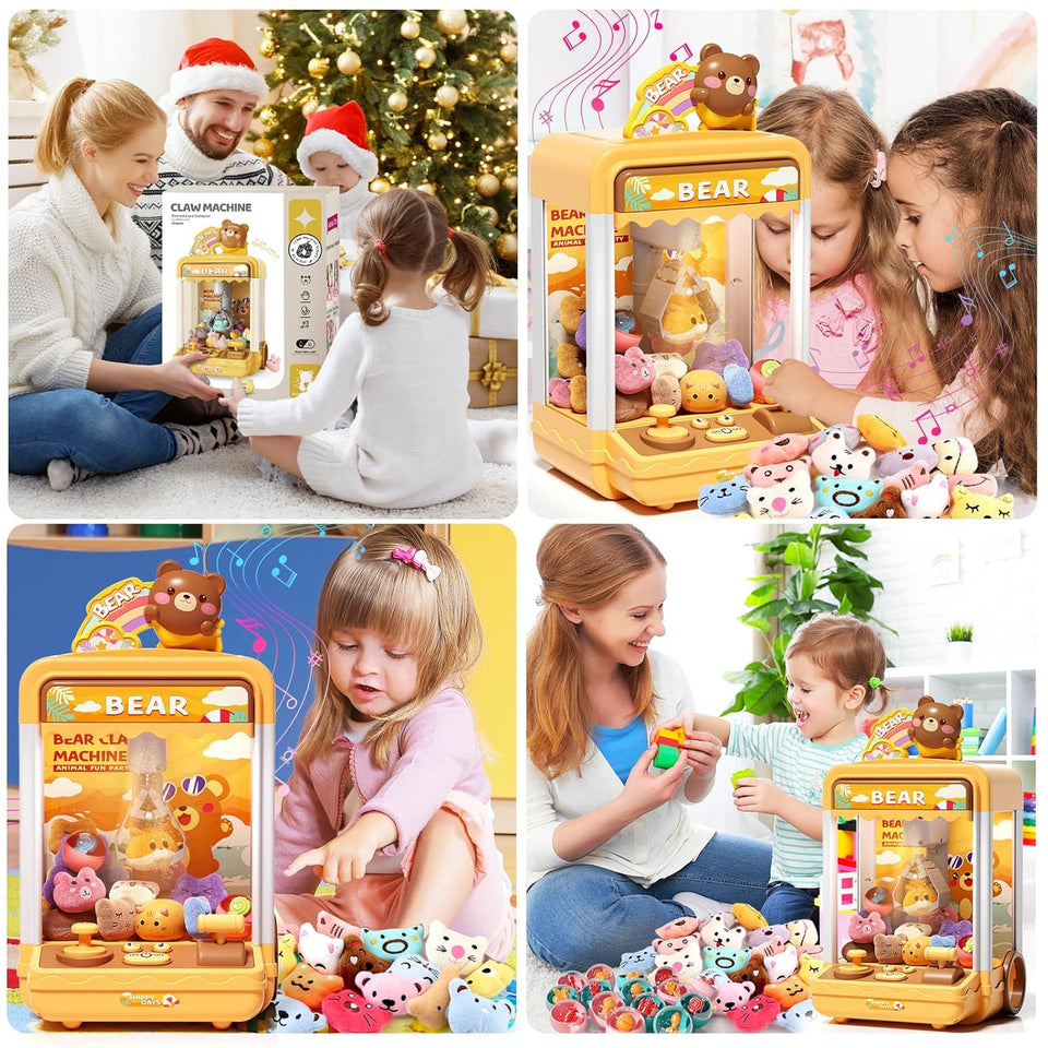 Tea Bear Claw Arcade Toy Machine with LED Lights & Sound (60-Second Challenge)