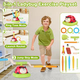 3 In 1 Musical Jump, Ring Toss Game, Stomps & Rocket Launcher for Kids