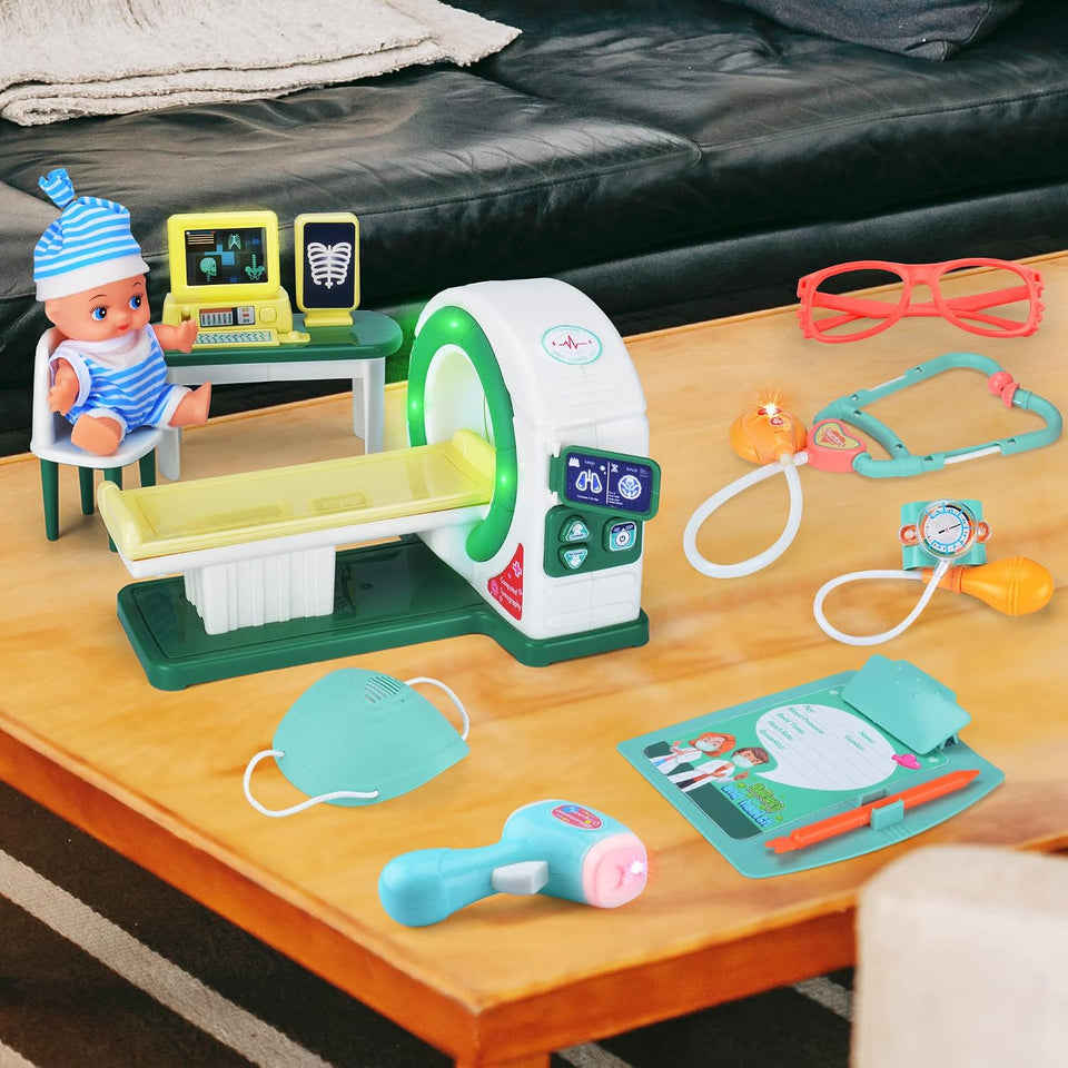 Realistic Pretend Play Doctor Kit with Toy Stethoscope and Medical Tools
