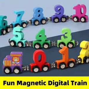 Wooden Magnetic Vehicle Number Train