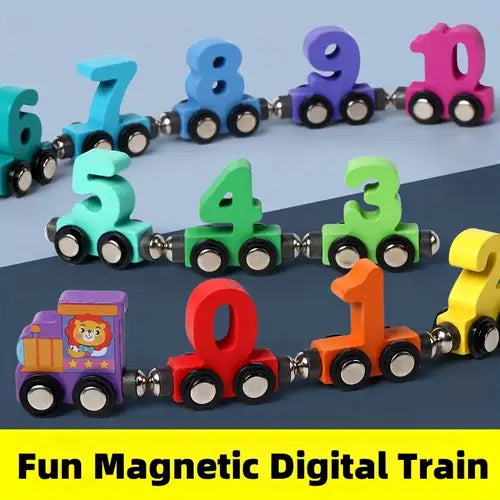 Wooden Magnetic Vehicle Number Train