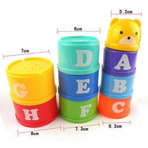 Colorful Stacking Cups with Numbers and Fruit Names with Picture