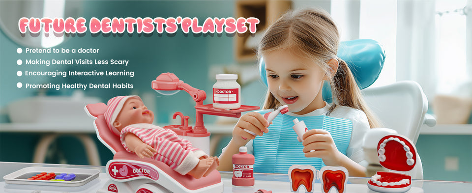 Pretend Dentist Playset for Kids – Doctor Kit with Medical Bag & Realistic Dental Tools for Toddlers Ages 3-5