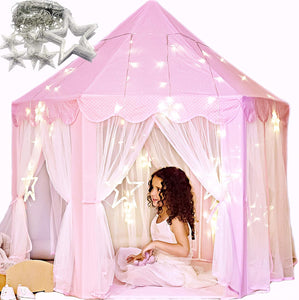 Beautiful Princess Castle Play Tent House with Lights