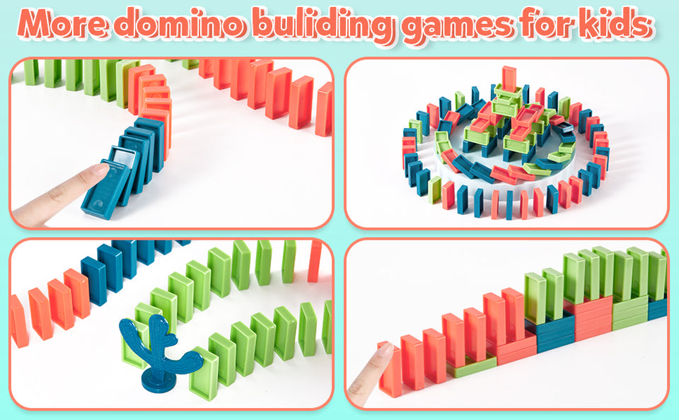 Domino Train with Building and Stacking Blocks Set
