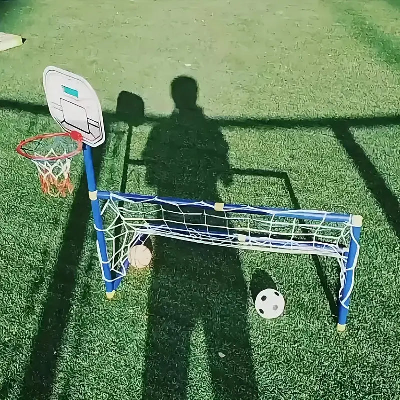 2 in 1 Children Sports Equipment Football Goal Basketball Stands for Kids Outdoor Toy