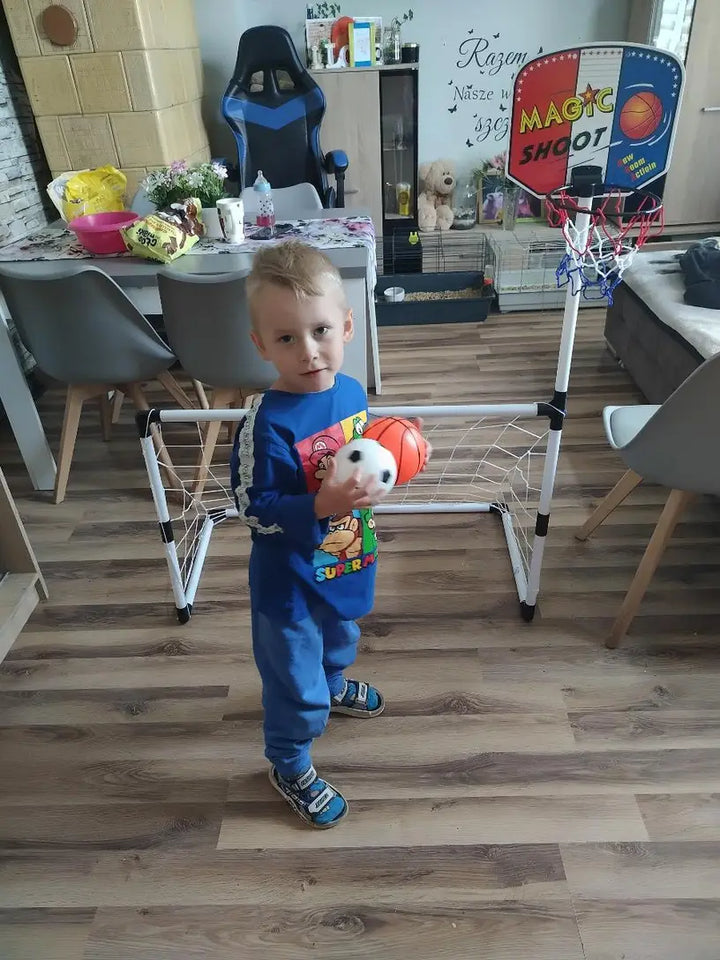 2 in 1 Children Sports Equipment Football Goal Basketball Stands for Kids Outdoor Toy