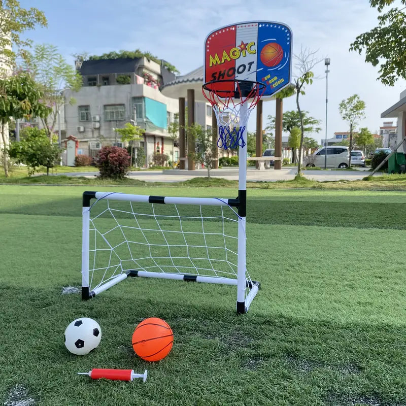 2 in 1 Children Sports Equipment Football Goal Basketball Stands for Kids Outdoor Toy