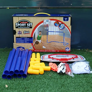 2 in 1 Children Sports Equipment Football Goal Basketball Stands for Kids Outdoor Toy