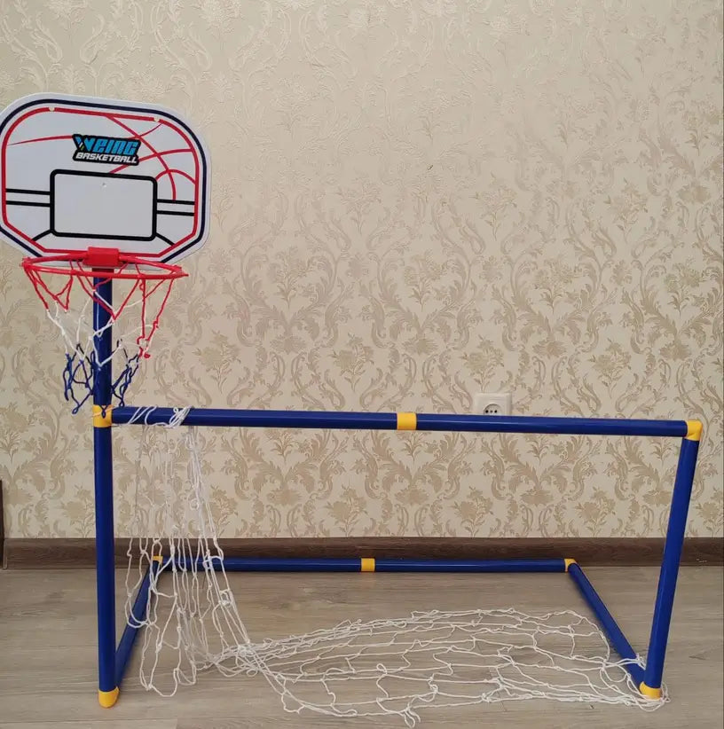 2 in 1 Children Sports Equipment Football Goal Basketball Stands for Kids Outdoor Toy