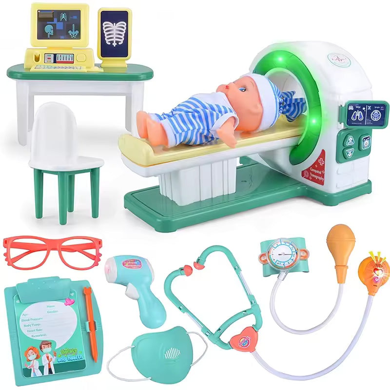 Realistic Pretend Play Doctor Kit with Toy Stethoscope and Medical Tools