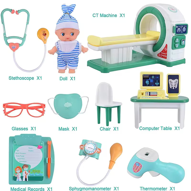 Realistic Pretend Play Doctor Kit with Toy Stethoscope and Medical Tools