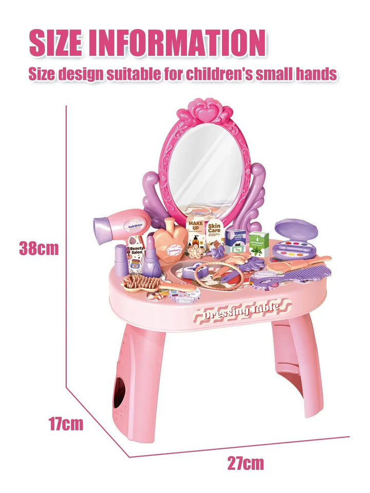 Toddler Vanity Makeup Table Toy with Mirror with Light & Music