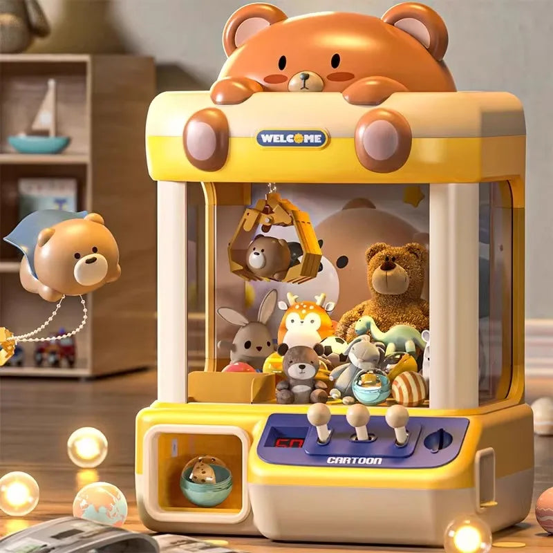 Tea Bear Claw Arcade Toy Machine with LED Lights & Sound (60-Second Challenge)