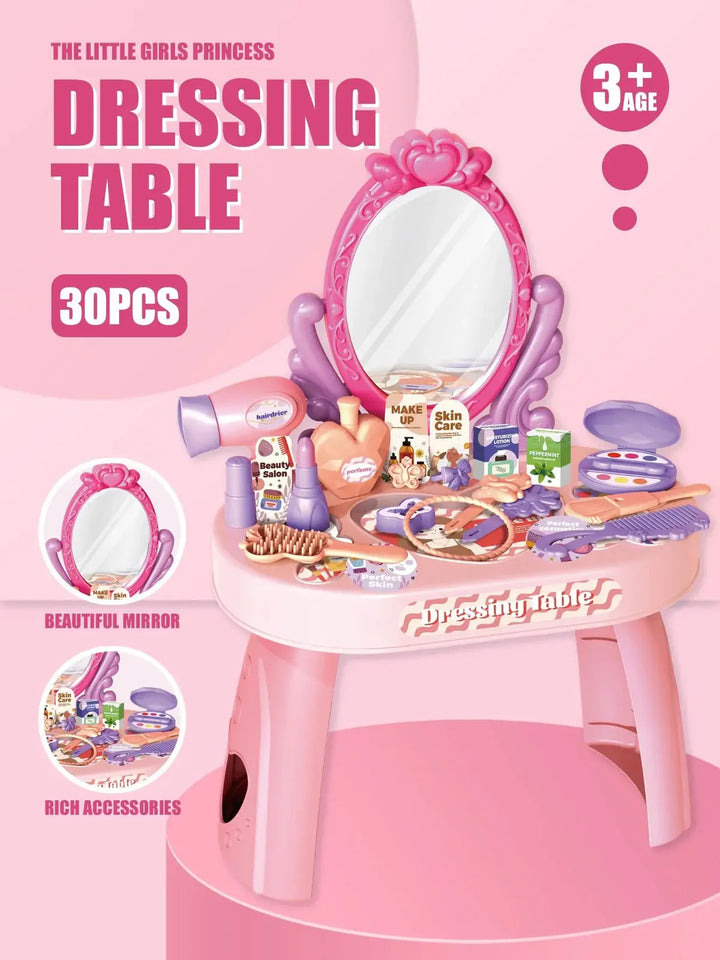 Toddler Vanity Makeup Table Toy with Mirror with Light & Music