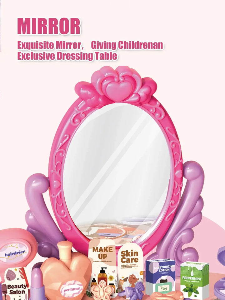 Toddler Vanity Makeup Table Toy with Mirror with Light & Music