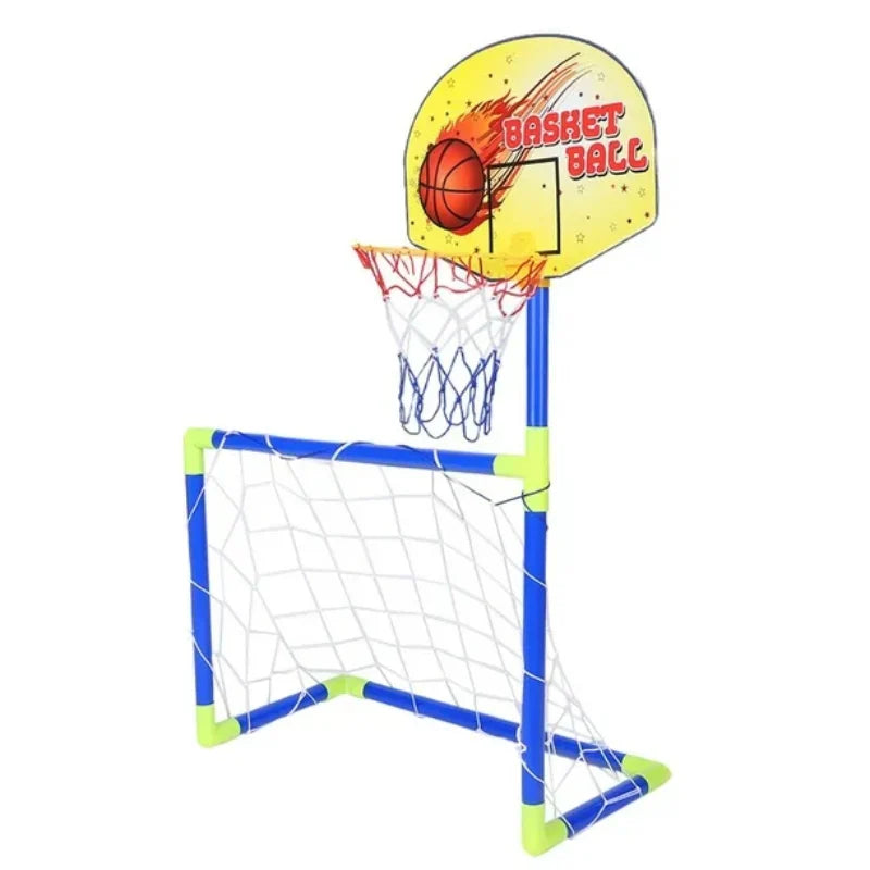 2 in 1 Children Sports Equipment Football Goal Basketball Stands for Kids Outdoor Toy
