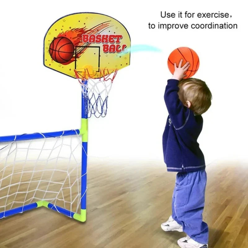 2 in 1 Children Sports Equipment Football Goal Basketball Stands for Kids Outdoor Toy