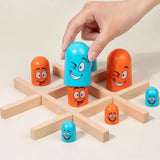 wooden Emoji Tic Tac Toe Tache Board Game