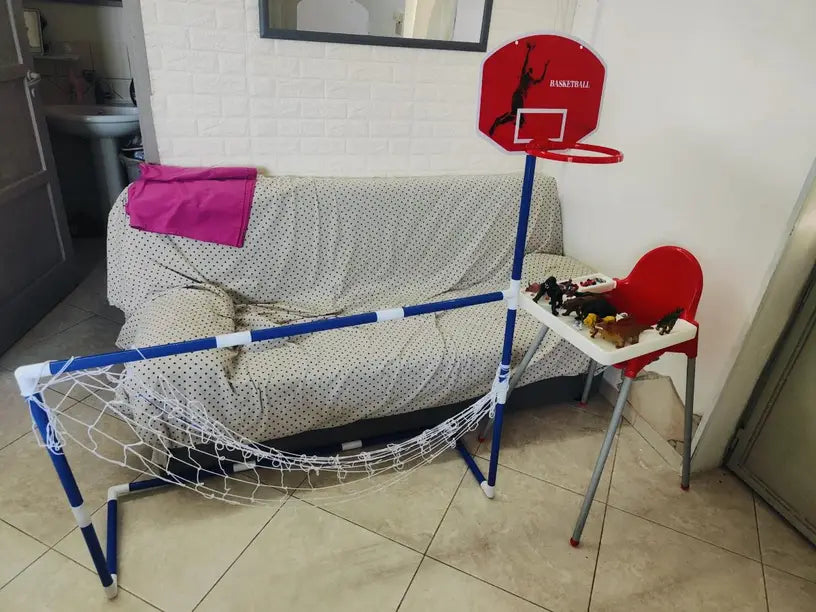 2 in 1 Children Sports Equipment Football Goal Basketball Stands for Kids Outdoor Toy