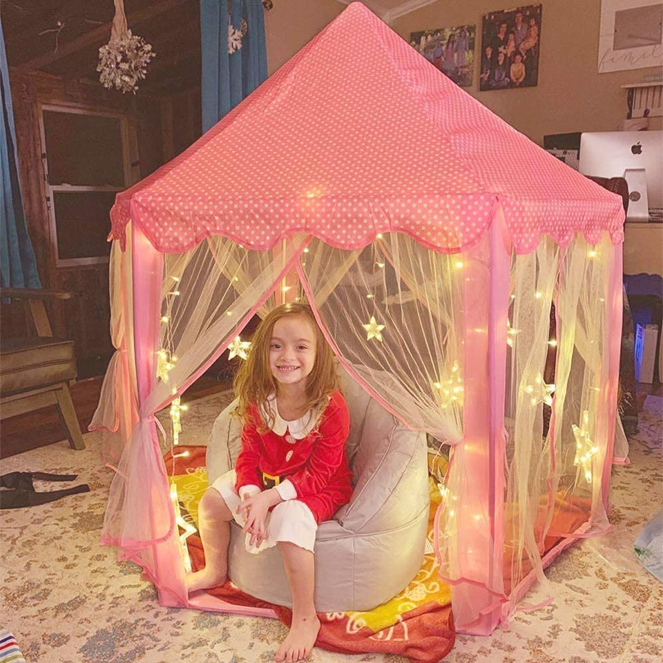 Beautiful Princess Castle Play Tent House with Lights