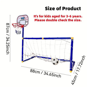 2 in 1 Children Sports Equipment Football Goal Basketball Stands for Kids Outdoor Toy