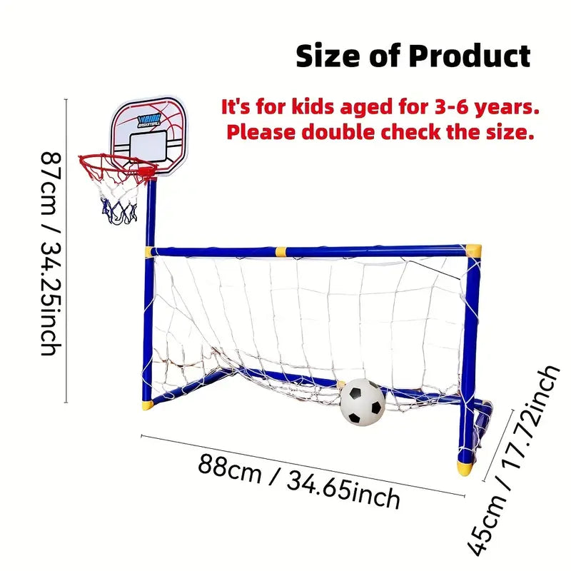 2 in 1 Children Sports Equipment Football Goal Basketball Stands for Kids Outdoor Toy