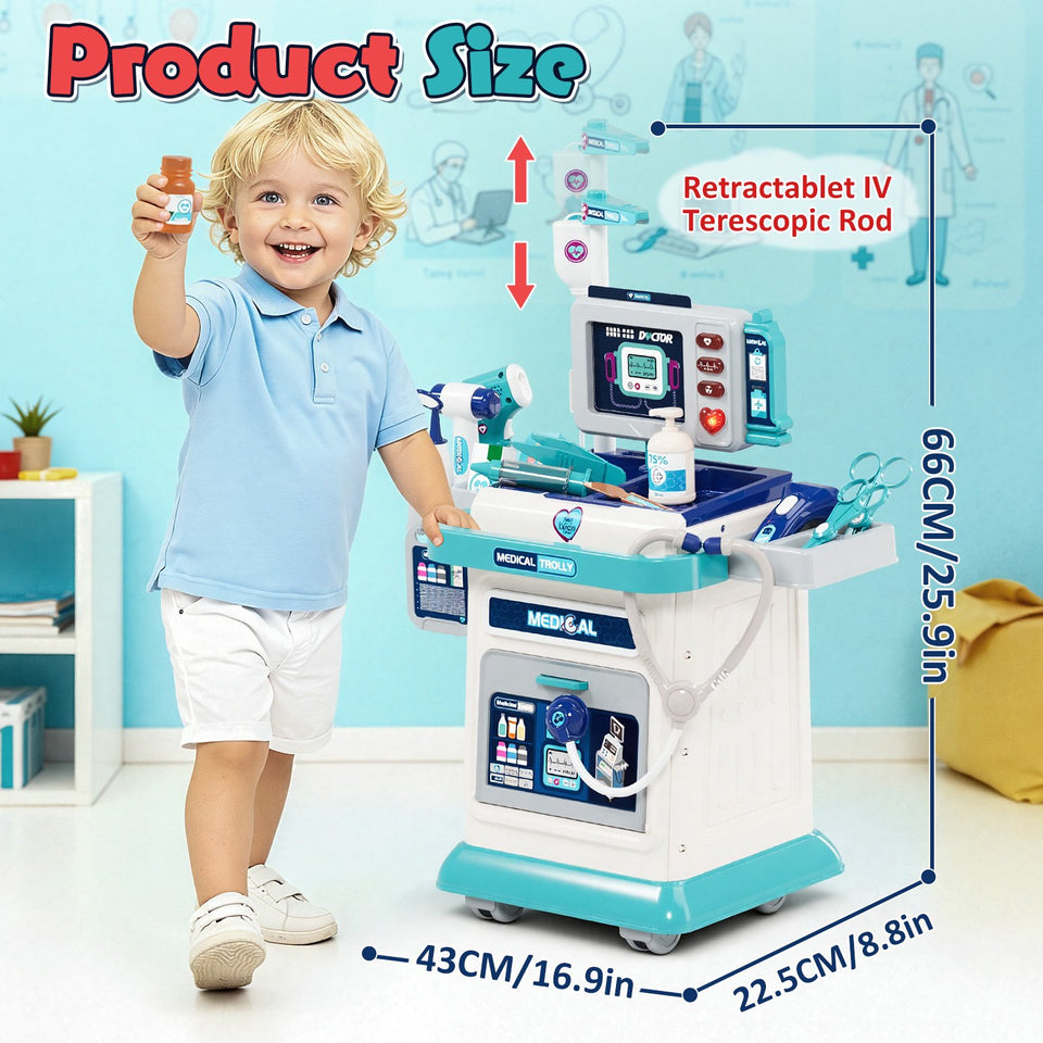 Kids Doctor Medical Trolley With Light & Sound (55Pcs)