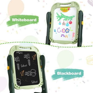 Kids Magnetic Drawing Board – 2 in 1 Whiteboard & Chalkboard with Letters & Numbers