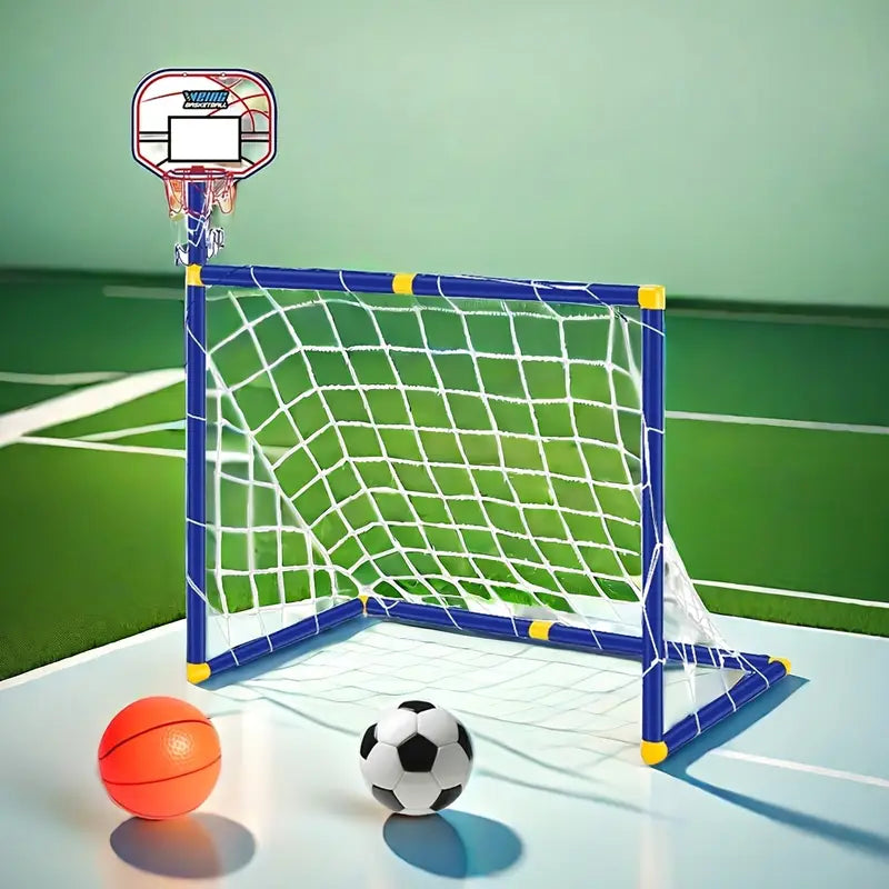 2 in 1 Children Sports Equipment Football Goal Basketball Stands for Kids Outdoor Toy