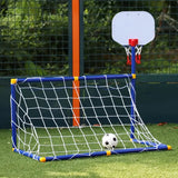 2 in 1 Children Sports Equipment Football Goal Basketball Stands for Kids Outdoor Toy