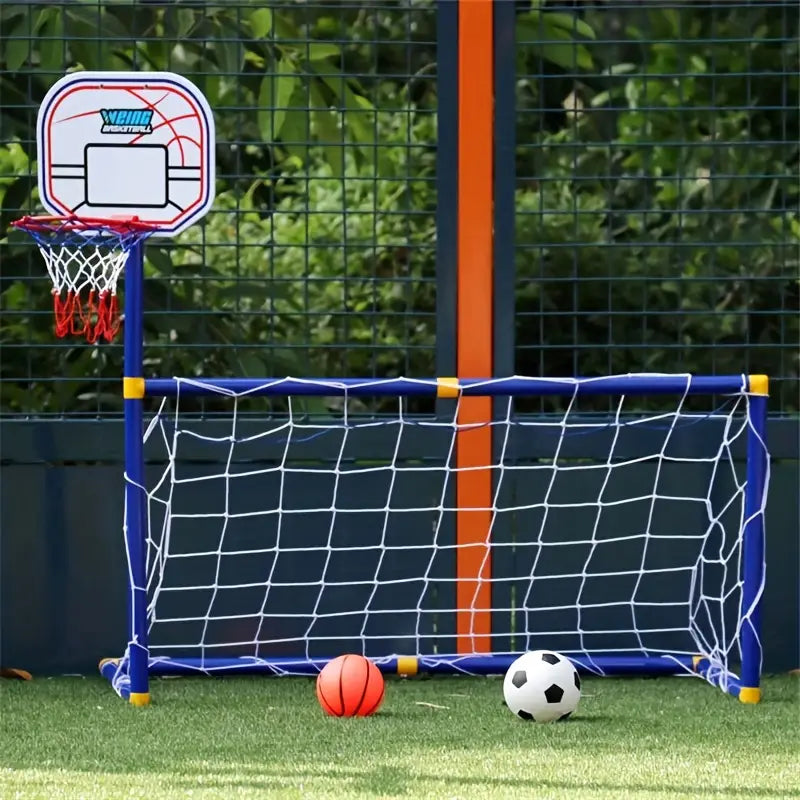 2 in 1 Children Sports Equipment Football Goal Basketball Stands for Kids Outdoor Toy