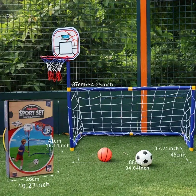 2 in 1 Children Sports Equipment Football Goal Basketball Stands for Kids Outdoor Toy