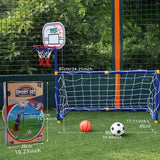 2 in 1 Children Sports Equipment Football Goal Basketball Stands for Kids Outdoor Toy