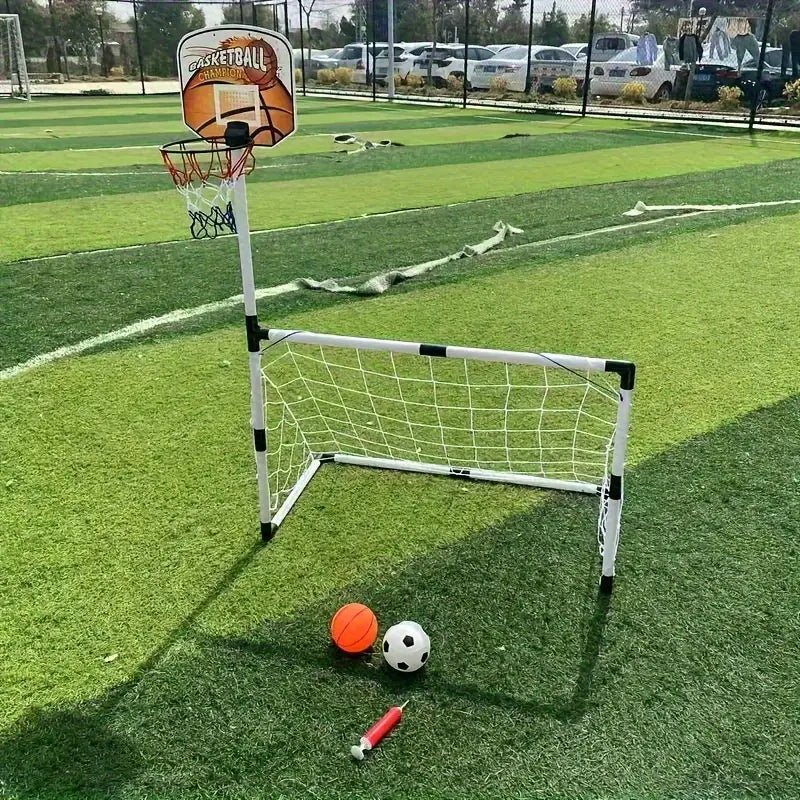 2 in 1 Children Sports Equipment Football Goal Basketball Stands for Kids Outdoor Toy