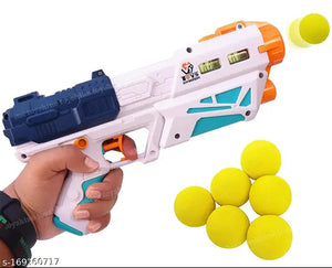 2 in 1 Water Shoot Gun with 3 Bowling Pins & 6 Soft Ball Bullet Toy Gun
