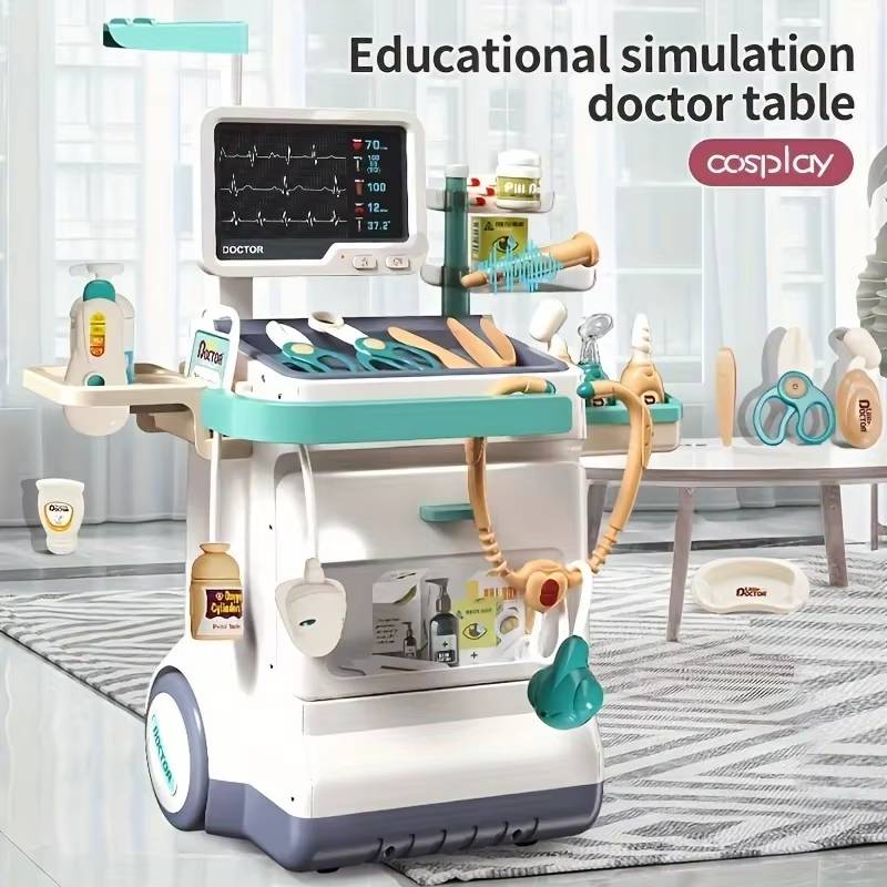Kids Doctor Medical Trolley With Light & Sound (55Pcs)