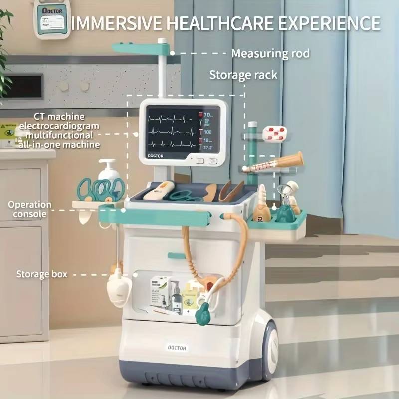 Kids Doctor Medical Trolley With Light & Sound (55Pcs)