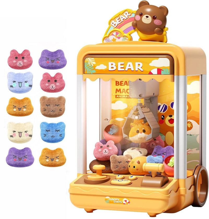 Tea Bear Claw Arcade Toy Machine with LED Lights & Sound (60-Second Challenge)