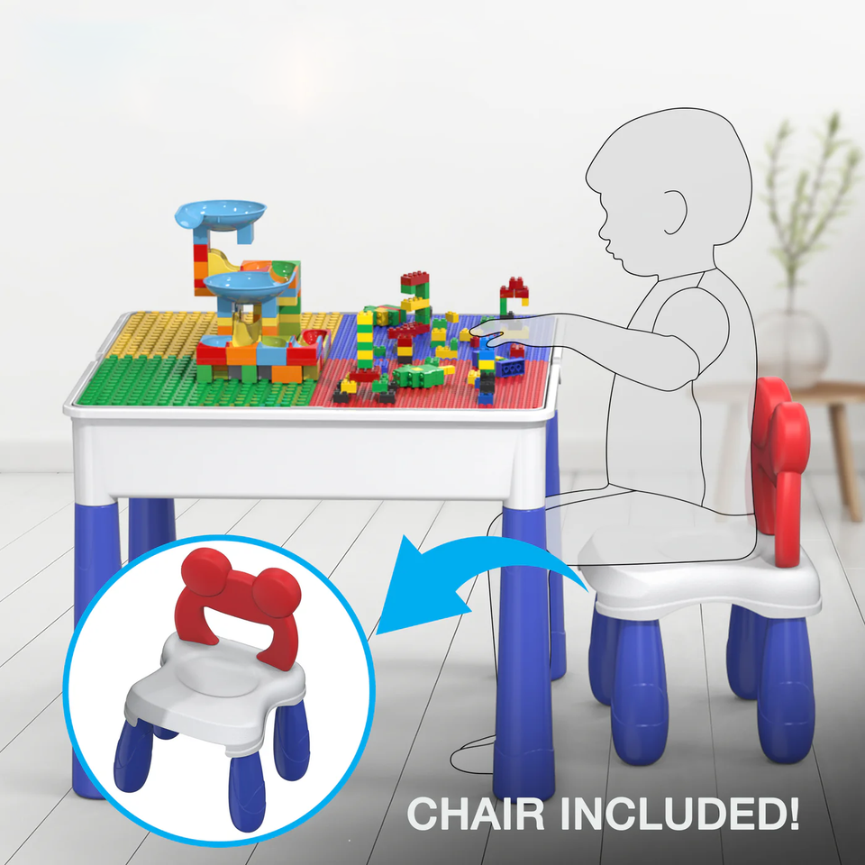5-in-1 Building Blocks Table Set – Includes 1 Chair & 200+ Blocks Set