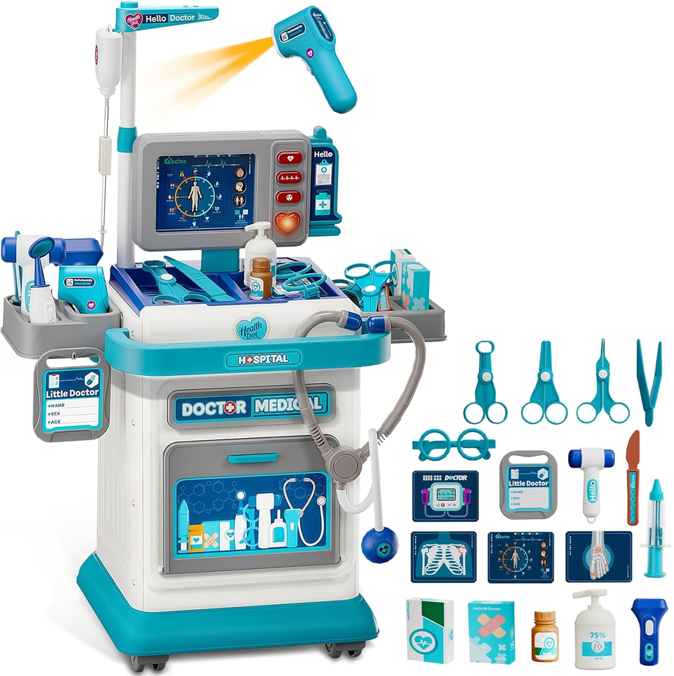 Kids Doctor Medical Trolley With Light & Sound (55Pcs)