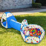 3 in 1 Tunnel Tent House For Kids With 50 Soft Balls