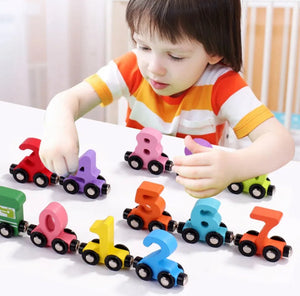 Wooden Magnetic Vehicle Number Train