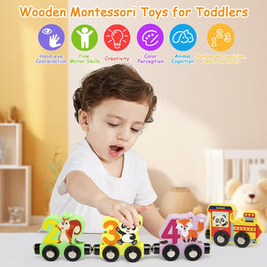 Wooden Magnetic Vehicle Number Train