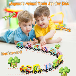 Wooden Magnetic Vehicle Number Train