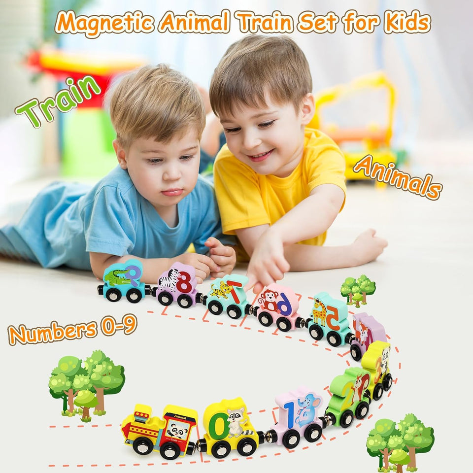 Wooden Magnetic Vehicle Number Train